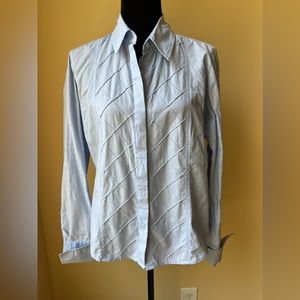 Liz Claiborne Women’s Collared Long Sleeves Casual Blue Button Up Shirt Size 8